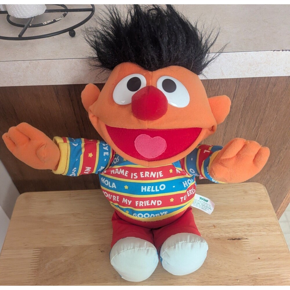 Y2K Sesame Street Talking Bilingual Ernie English/Spanish  16” Tyco Plush 1995